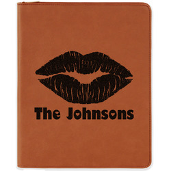 Lips n Hearts Leatherette Zipper Portfolio with Notepad (Personalized)