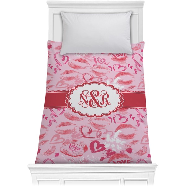 Custom Lips n Hearts Comforter - Twin XL (Personalized)