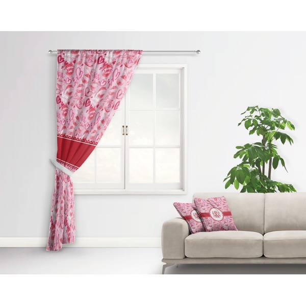 Lips n Hearts Curtain With Window and Rod - in Room Matching Pillow