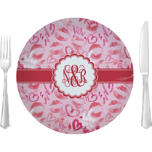 Custom Lips n Hearts 10" Glass Lunch / Dinner Plates - Single or Set (Personalized)
