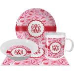 Lips n Hearts Dinner Set - Single 4 Pc Setting w/ Couple's Names