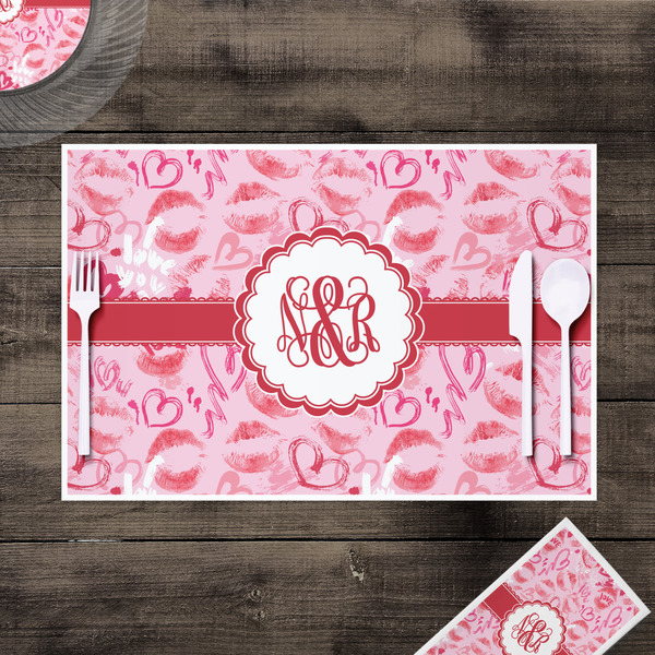 Lips n Hearts Disposable Paper Placemat - In Context