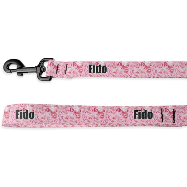 Custom Lips n Hearts Deluxe Dog Leash - 4 ft (Personalized)
