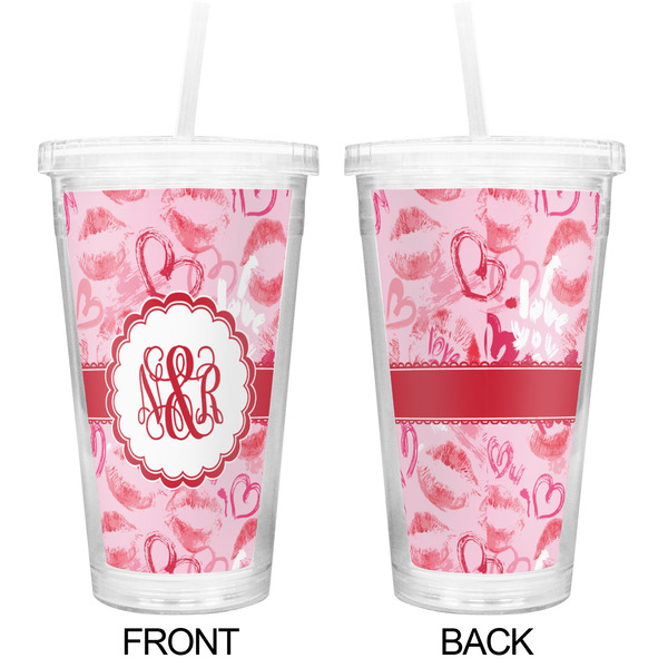 Lips n Hearts Double Wall Tumbler with Straw - Approval