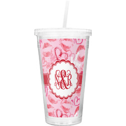 Lips n Hearts Double Wall Tumbler with Straw (Personalized)
