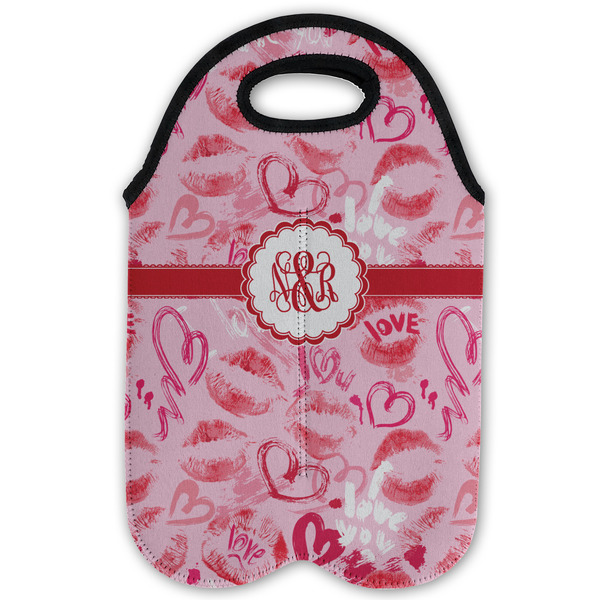 Lips n Hearts Double Wine Tote - Flat (new)