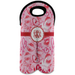 Lips n Hearts Wine Tote Bag (2 Bottles) (Personalized)