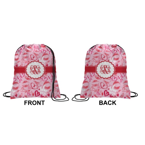 Lips n Hearts Drawstring Backpack Front & Back Small