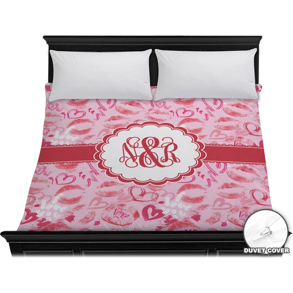 Custom Lips n Hearts Duvet Cover - King (Personalized)