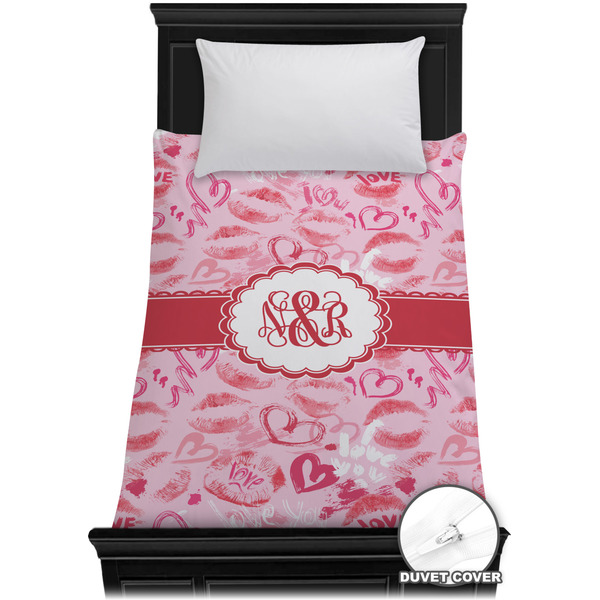 Custom Lips n Hearts Duvet Cover - Twin XL (Personalized)
