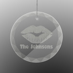 Lips n Hearts Engraved Glass Ornament - Round (Personalized)