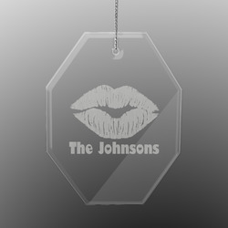 Lips n Hearts Engraved Glass Ornament - Octagon (Personalized)