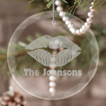 Lips n Hearts Engraved Glass Ornament (Personalized)