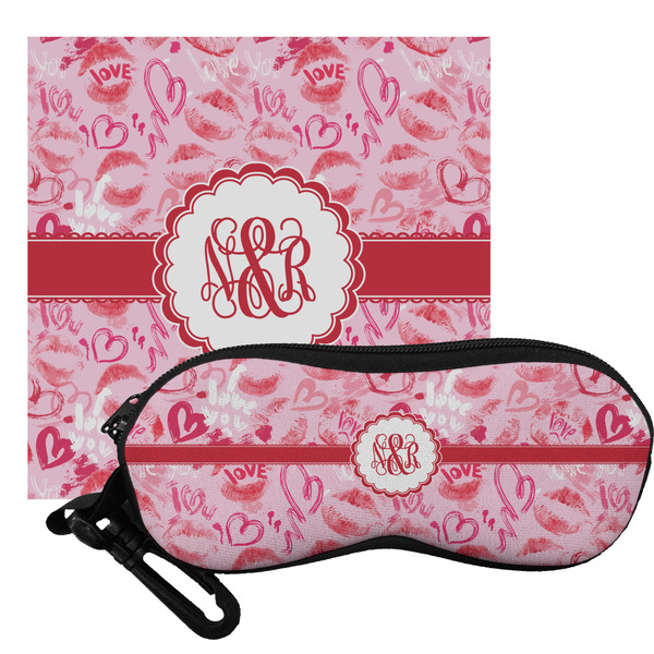 Custom Lips n Hearts Eyeglass Case & Cloth (Personalized)