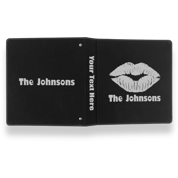 Lips n Hearts Leather Binder - 1" - Black- Back Spine Front View
