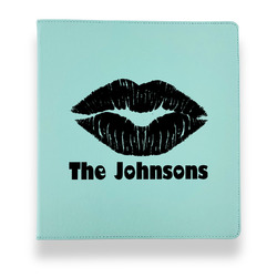 Lips n Hearts Leather Binder - 1" - Teal (Personalized)
