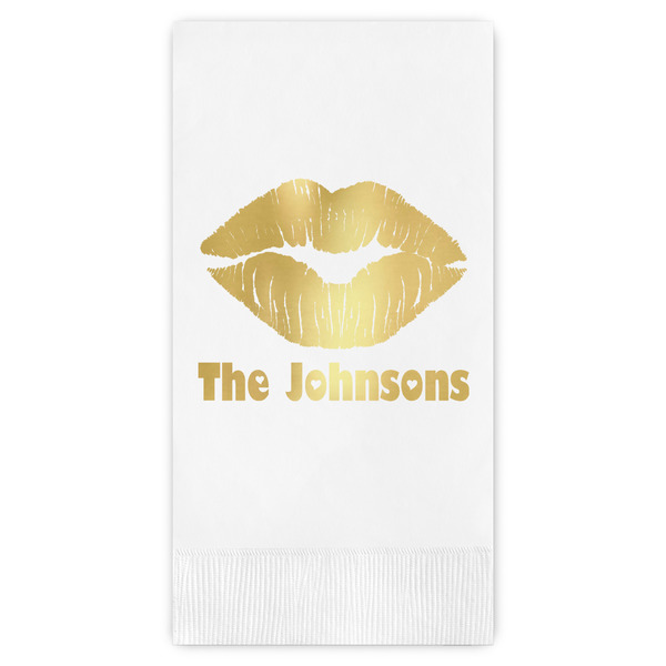Custom Lips n Hearts Guest Napkins - Foil Stamped (Personalized)