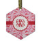 Lips n Hearts Frosted Glass Ornament - Hexagon