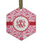 Lips n Hearts Flat Glass Ornament - Hexagon w/ Couple's Names