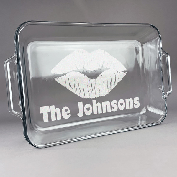 Custom Lips n Hearts Glass Baking Dish - 13in x 9in (Personalized)