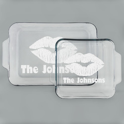 Lips n Hearts Set of Glass Baking & Cake Dish - 13in x 9in & 8in x 8in (Personalized)