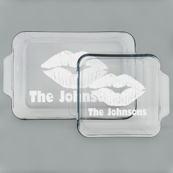 Custom Lips n Hearts Set of Glass Baking & Cake Dish - 13in x 9in & 8in x 8in (Personalized)