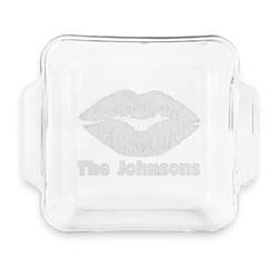 Lips n Hearts Glass Cake Dish with Truefit Lid - 8in x 8in (Personalized)