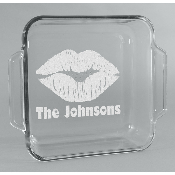 Custom Lips n Hearts Glass Cake Dish - 8in x 8in (Personalized)