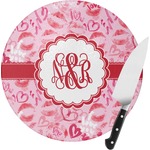 Lips n Hearts Round Glass Cutting Board (Personalized)