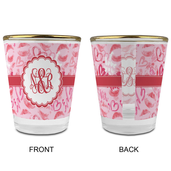 Lips n Hearts Glass Shot Glass - with gold rim - APPROVAL