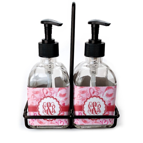 Custom Lips n Hearts Glass Soap & Lotion Bottle Set (Personalized)