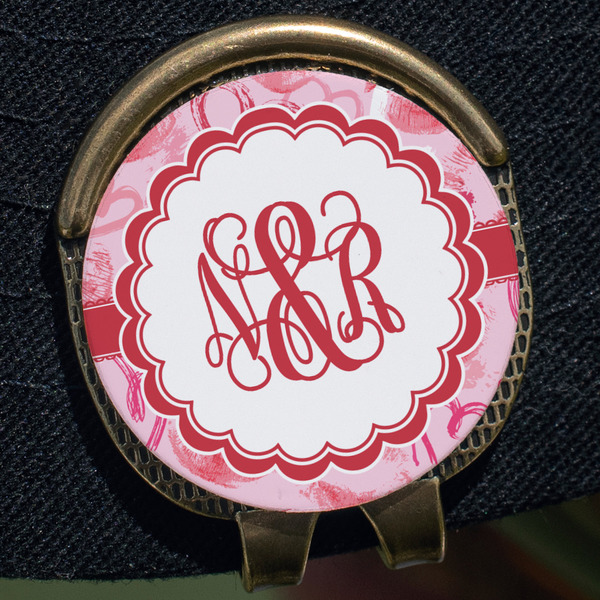 Lips n Hearts Golf Ball Marker Hat Clip - Gold - Close Up