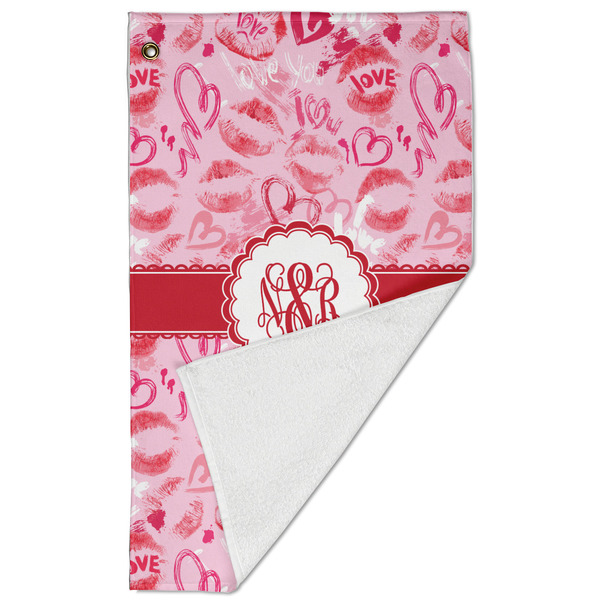 Lips n Hearts Golf Towel - Folded (Large)
