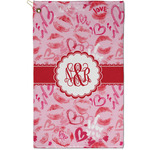 Lips n Hearts Golf Towel - Poly-Cotton Blend - Small w/ Couple's Names