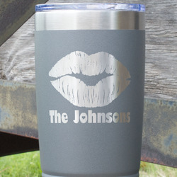 Lips n Hearts 20 oz Stainless Steel Tumbler - Grey - Single Sided (Personalized)