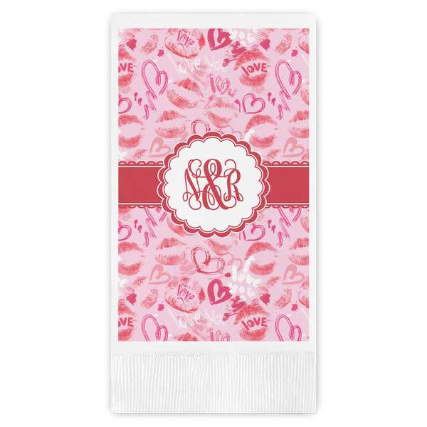 Custom Lips n Hearts Guest Napkins - Full Color - Embossed Edge (Personalized)