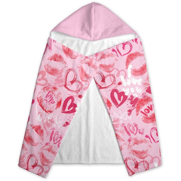 Lips n Hearts Hooded Towel - Folded