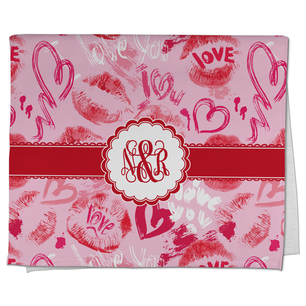Custom Lips n Hearts Kitchen Towel - Poly Cotton w/ Couple's Names