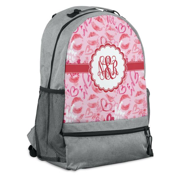 Custom Lips n Hearts Backpack - Grey (Personalized)