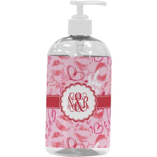 Custom Lips n Hearts Plastic Soap / Lotion Dispenser (16 oz - Large - White) (Personalized)