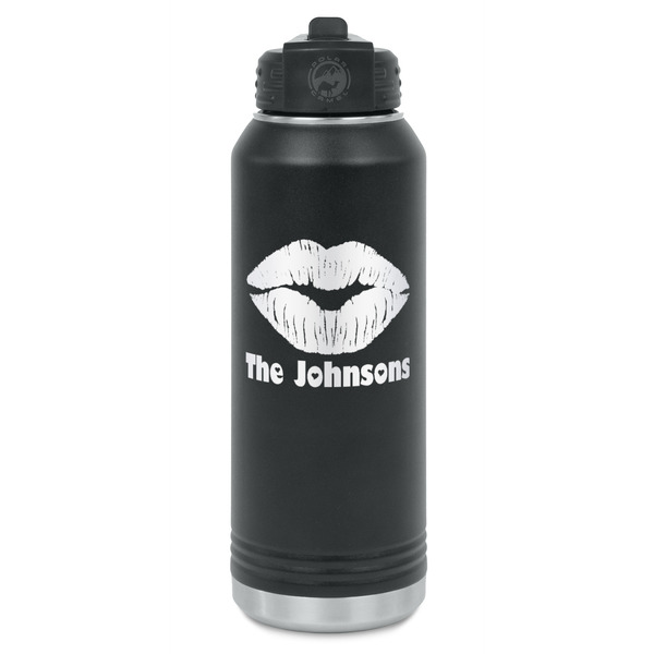 Custom Lips n Hearts Water Bottle - Laser Engraved - Front (Personalized)