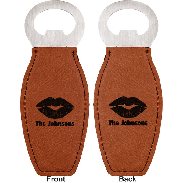 Lips n Hearts Leather Bar Bottle Opener - Front and Back