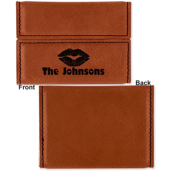 Lips n Hearts Leather Business Card Holder Front Back Single Sided - Apvl