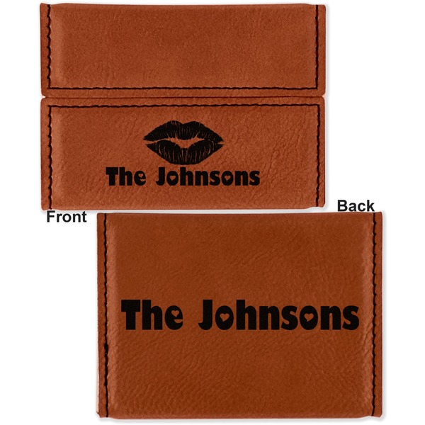 Lips n Hearts Leather Business Card Holder - Front Back