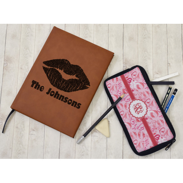 Lips n Hearts Leather Sketchbook - Large - Double Sided - In Context