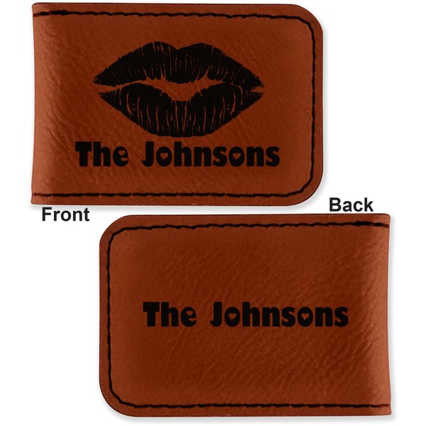 Lips n Hearts Leatherette Magnetic Money Clip - Front and Back