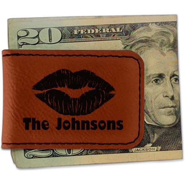 Custom Lips n Hearts Leatherette Magnetic Money Clip (Personalized)