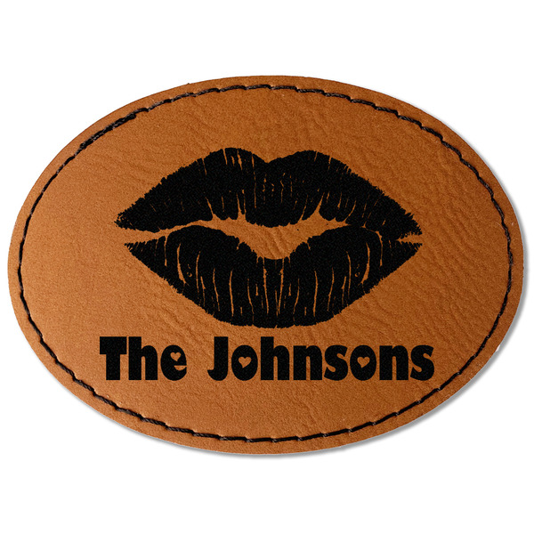 Custom Lips n Hearts Faux Leather Iron On Patch - Oval (Personalized)