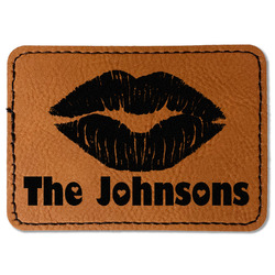 Lips n Hearts Faux Leather Iron On Patch - Rectangle (Personalized)