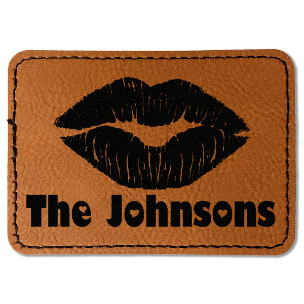 Custom Lips n Hearts Faux Leather Iron On Patch - Rectangle (Personalized)